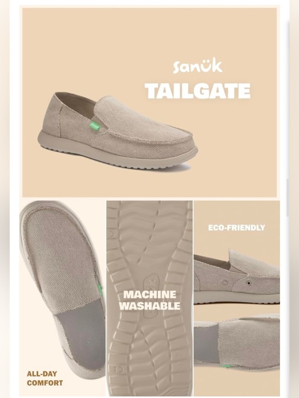 NIB Sanuk Tail gate Slip On Loafers Soft Tailgate Upper Sz 11 Textile Cloth - Picture 5 of 8